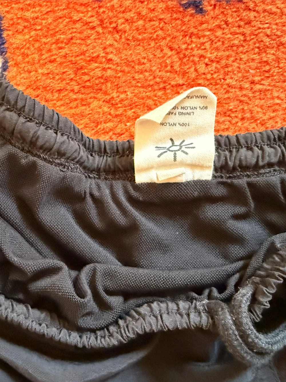 Black Elastic Waist Drawstring Shorts